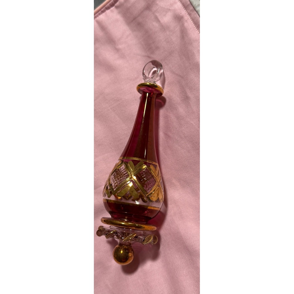 Kurt Adler Luxor Egyptian Glass Ornament Ruby Red Gold Hand Painted Finial 5.5"